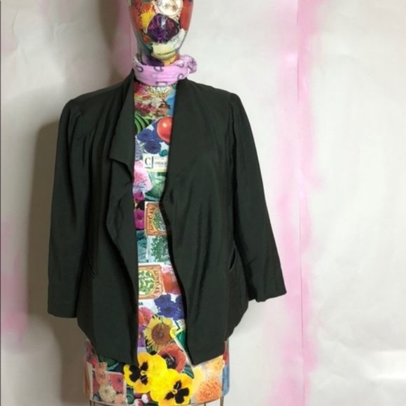 Ella Moss Draped Olive Green Cargo Blazer Floral L - Picture 2 of 7